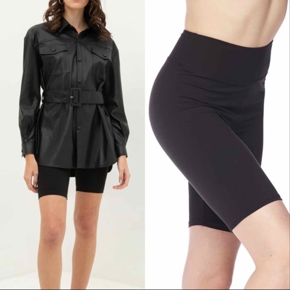 HIGH WAISTED BIKE SHORTS - BLACK - Picture 3 of 5